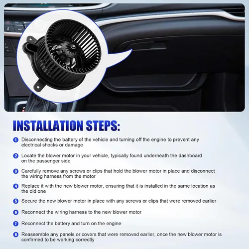 Miniatura 7 de Ventilador de motor de ventilador de CA delantero para Jeep Cherokee Wrangler TJ 1997 1998 1999 2000 2001 HVAC Calentador Motor Soplador Repuesto #