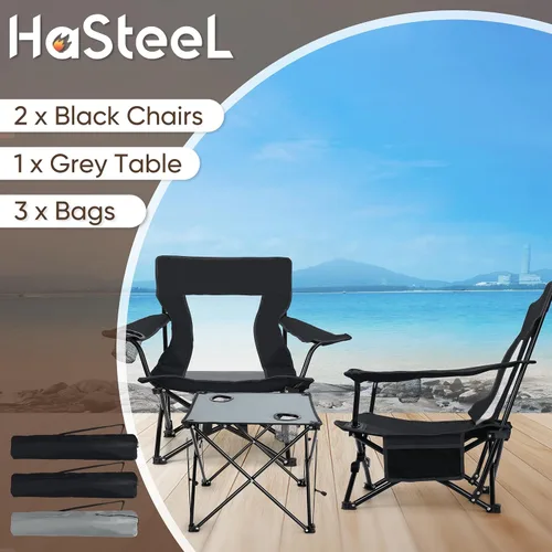 Miniatura 3 de HaSteeL Silla de playa plegable, sillas de camping negras plegables para exteriores, silla de playa baja portátil para adultos, pesca, picnic