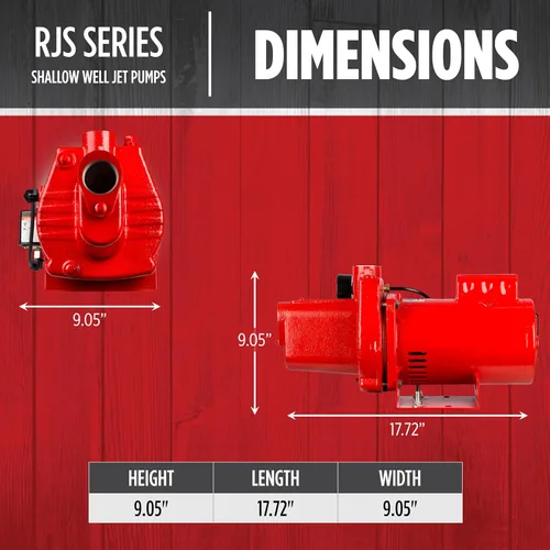 Miniatura 2 de Bomba de chorro Red Lion RJS-50-PREM para pozos poco profundos, de hierro fundido, Rojo, 602207
