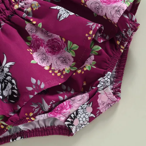 Miniatura 7 de Mameluco de verano para bebé, vestido de verano, camisola de lino y algodón, con diadema, sin mangas, estampado, conjunto de 2 piezas