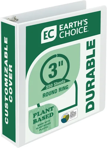 Miniatura 41 de Samsill Anillo redondo duradero de 1 pulgada a base de plantas, fabricado en Estados Unidos, carpeta de vistas, ecológico, certificado a base