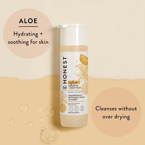 Miniatura 2 de The Honest Company Citrus Vanilla - Champú limpiador 2 en 1 + gel de baño + desenredante acondicionador Derivado de forma natural, sin desgarros
