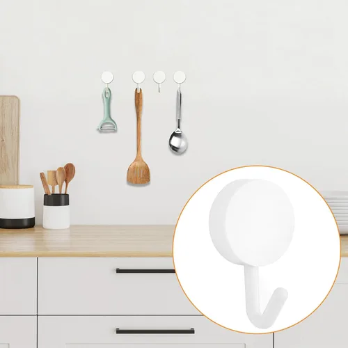 Miniatura 6 de MOROBOR Ganchos autoadhesivos, 20 ganchos de plástico resistentes para llaves de pared, soportes para calcetines para el hogar, cocina, baño, Blanco