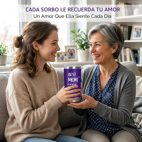 Miniatura 7 de TEEZWONDER Regalos para el día de la madre para mamá de hija e hijo, vaso de café aislado de acero inoxidable de 20 onzas con tapa, regalos de Mamá