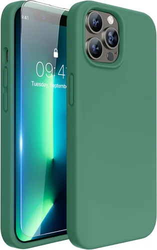 Miracase Funda diseñada para iPhone 13 Pro Max con protector de pantalla, [forro de microfibra suave antiarañazos], funda protectora de silicona