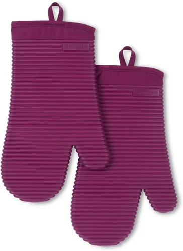 Miniatura 15 de KITCHENAID Juego de 2 guantes de horno de silicona suave acanalados, 7.5 x 13 pulgadas, color pistacho