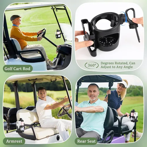 Miniatura 4 de Wonderjune 1 soporte para tazas de carrito con soporte para teléfono, accesorios ajustables 2 en 1 para reposabrazos de asiento delantero y trasero