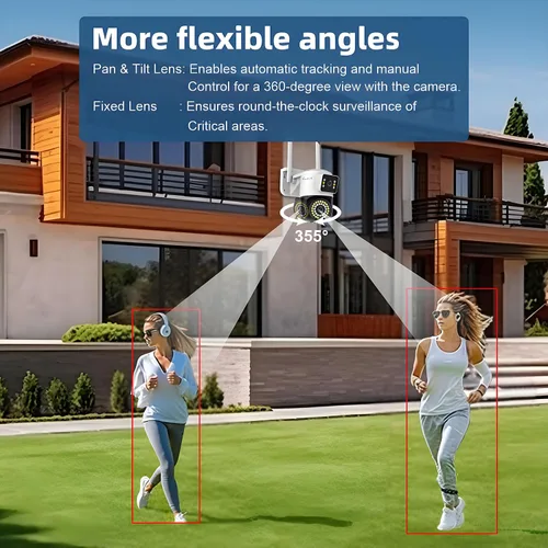 Miniatura 3 de Cámara de seguridad WiFi para exterior de doble lente, vigilancia Pan/Tilt de 4MP, seguimiento y detección humana, visión nocturna a color, vista