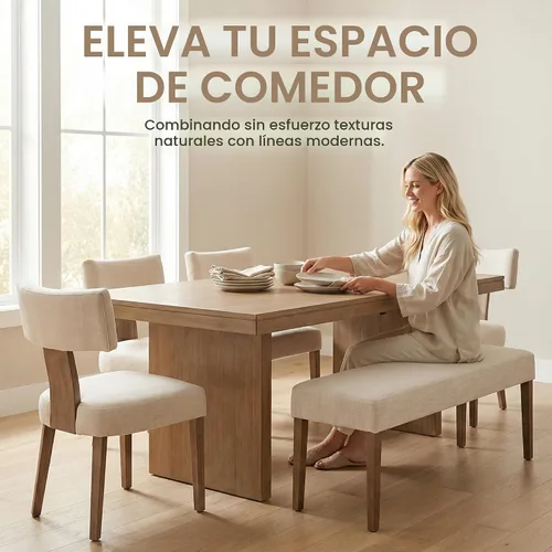 Miniatura 7 de HNY Juego de 6 sillas de comedor de estilo de mediados de siglo, con tapizado en tela de lino de estilo granja, respaldo curvo, para cocina