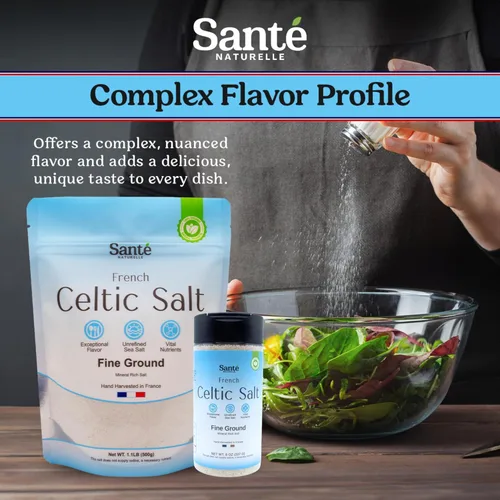 Miniatura 6 de Sante Naturelle Celtic Salt Organic Fine Ground Bundle – Agitador de 8 onzas y bolsa de 1.1 libras (18 onzas) – Sal marina mineral francesa orgánica