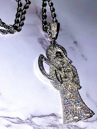 Miniatura 4 de Shop-iGold Colgante de plata de ley 925 con colgante de Papá Noel en forma de hielo de acero inoxidable de 0.079in, joyería para hombre, colgante