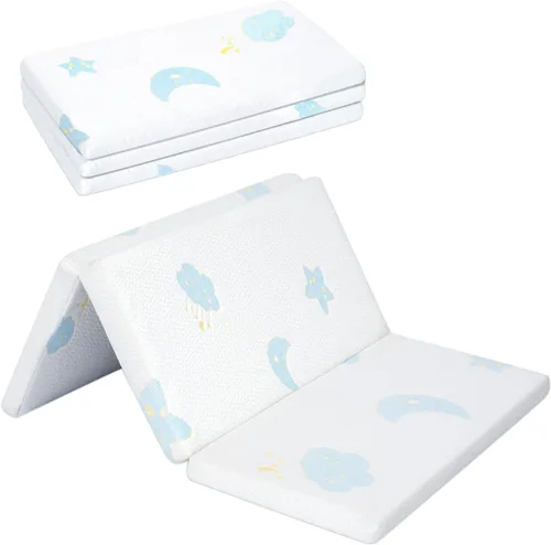 Miniatura 9 de Pack and Play - Colchón portátil triple para cuna, colchón N Play, 38 x 26 x 1.5 pulgadas, colchón jacquard para viajes, colchón suave