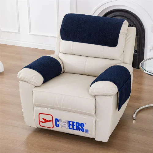 Miniatura 22 de 3 fundas reclinables, fundas de brazo de sherpa para silla reclinable con bolsillos de almacenamiento, funda para reposacabezas para silla