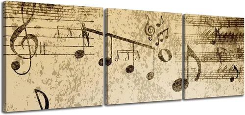 Miniatura 19 de 3 piezas de lienzo musical para pared, impresiones de notas musicales abstractas, coloridas ilustraciones de ondas sonoras, claves agudas