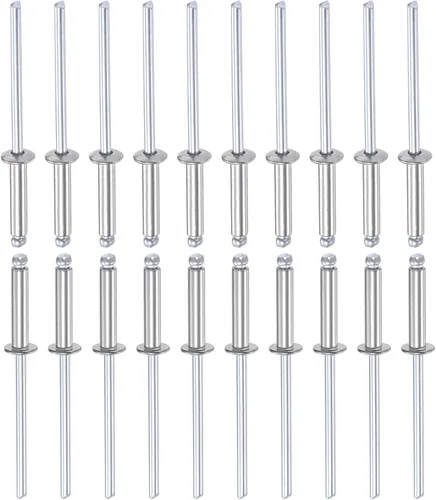 Miniatura 8 de DTGN Remaches ciegos de 0.126 in x 0.197 in (DxL) – Paquete de 100 – Bueno para la unión de maquinaria – Remache de extremo abierto de cúpula