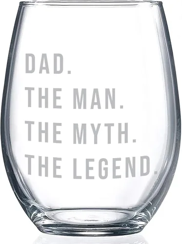 Regalos para papá | Regalo de copa de vino para papá - Papá. El hombre. El mito. La leyenda. Regalo perfecto de cumpleaños o día del padre para papá
