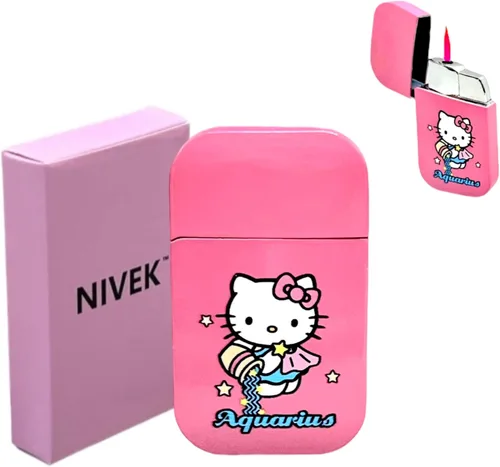 NIVEK Encendedor de gatito Y2k 12 Consetelaciones Horóscopo Astrología Zodiaco Signos de nacimiento Pretty Pink Flame Kawaii Coleccionable Japonés