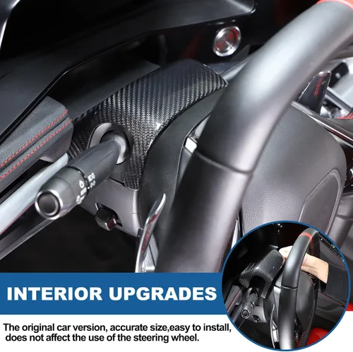 Miniatura 4 de Cubierta superior para base de volante compatible con Chevrolet Corvette C8 Stingray 2020-2025 fibra de carbono real, 1 unidad, cubierta