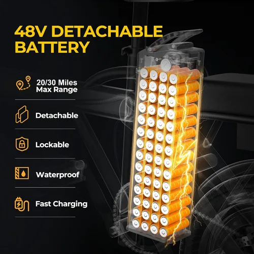 Miniatura 3 de WERHY Bicicleta eléctrica para adultos, motor de 500 W, bicicleta eléctrica plegable de velocidad máxima de 20 MPH, bicicletas eléctricas de 14