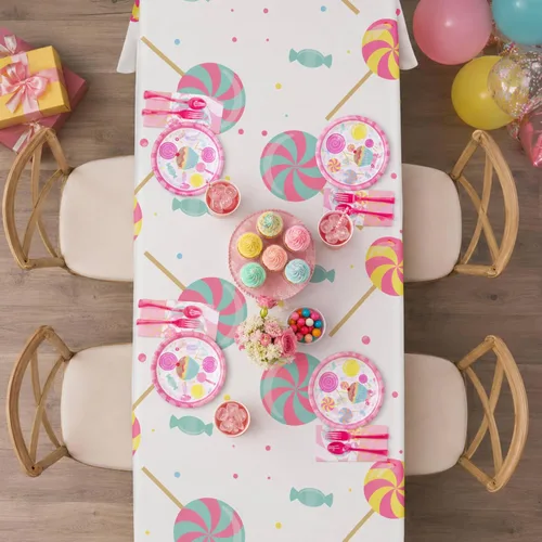 Miniatura 6 de Blue Orchards Fundas de mesa de caramelo (paquete de 3) – 54 x 108 pulgadas XL – Mantel, suministros de fiesta, decoraciones, fiesta de cumpleaños