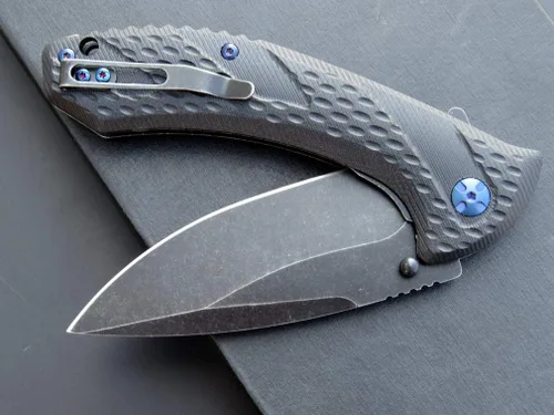 Miniatura 6 de Eafengrow EF927 Cuchillo de bolsillo D2 Hoja de acero con revestimiento de óxido negro, cuchillo para exteriores, mango G10, rodamiento de bolas