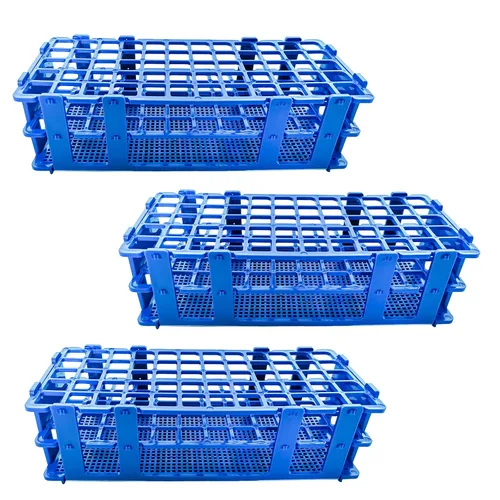 Miniatura 8 de Paquete de 3 estantes de plástico para tubos de ensayo, 21 agujeros, soporte para tubos de ensayo de laboratorio para tubos de ensayo de 1.181 in