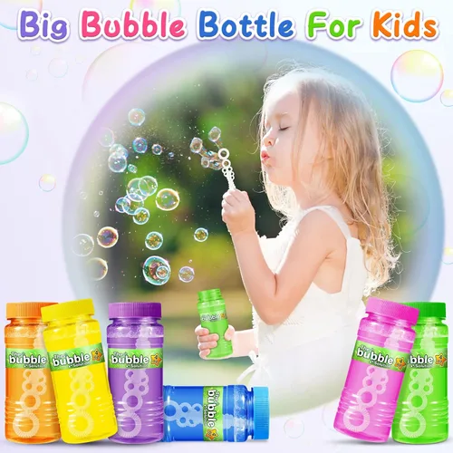 Miniatura 2 de V-Opitos Paquete de 24 botellas de burbujas con varitas en 6 colores, solución de burbujas de 4 onzas, recuerdos de fiesta de burbujas para niños