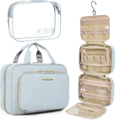 Miniatura 18 de BAGSMART Neceser de viaje colgante con organizador de maquillaje aprobado por la TSA, bolsa cosmética transparente para artículos de aseo personal