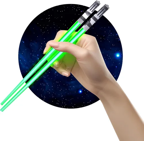 Miniatura 10 de Palillos de sable de luz con luz LED - Sables de luz brillantes de Star Wars, palillos reutilizables para sushi, juego de palillos con luz LED de 1