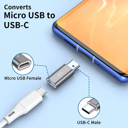 Miniatura 3 de QianLink Adaptador micro USB a USB C, paquete de 8 adaptadores USB tipo C de aluminio compatibles con Samsung Galaxy S10 S9 S8 Plus Note 9 8, LG V40