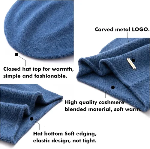 Miniatura 6 de QUEENFUR Gorro de punto holgado para mujer gorro de esquí de cachemira gorro de invierno suave y cálido