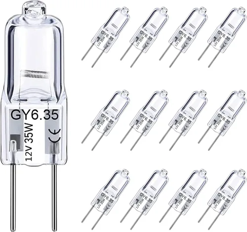 Miniatura 10 de Bombilla GY6.35 de 20 W, paquete de 12 bombillas regulables GY6.35 Q20/CL/GY6/12V/T3/T4 JC tipo GY6.35/G6.35 base bipin AC/DC 12V blanco cálido