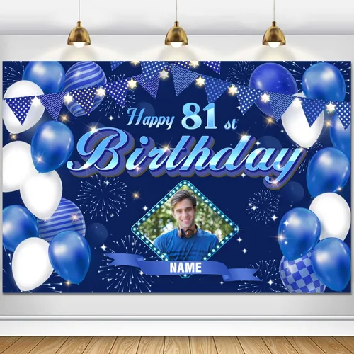 Miniatura 51 de Dicodes Fondo de decoración de feliz cumpleaños número 100 color azul marino personalizado, cartel con purpurina, pancarta, suministros