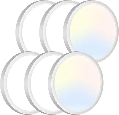 Miniatura 14 de Zemty Paquete de 8 lámparas de techo LED de montaje empotrado de 12 pulgadas, lámpara de techo súper delgada de 28 W 3200 lm, lámpara de techo Negro