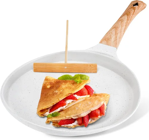 Miniatura 10 de AOSION Sartén antiadherente para crepas de 11 pulgadas, sartén para crepé de cerámica, sartén para tortillas para panqueques, tortillas, huevos