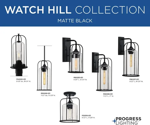 Miniatura 16 de Progress Lighting Watch Hill Collection - Farol de pared grande con textura de cristal transparente negro con textura de 1 luz para casa de campo