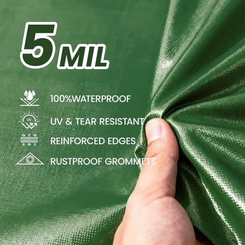 Miniatura 4 de lona impermeable duradera para cubierta, para camping, jardín, azul/verde militar, Verde