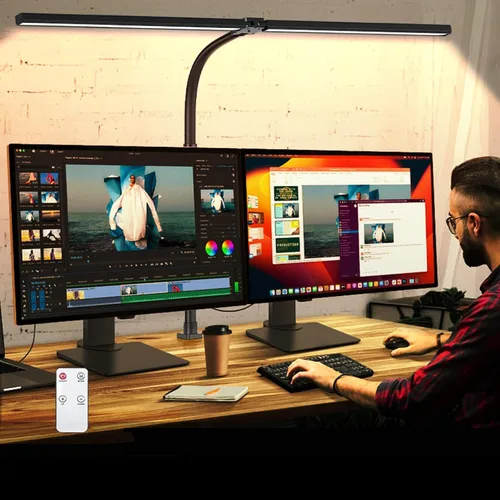 Lámpara de escritorio LED para oficina, dormitorio, hogar - Luz de escritorio para cuidar los ojos con temporizador, control remoto, lámpara de mesa