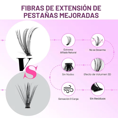 Miniatura 4 de Extensiones de pestañas en racimo naturales Pawotence 30D, pestañas individuales en racimo de 8-15mm, 280 piezas, para aplicación propia