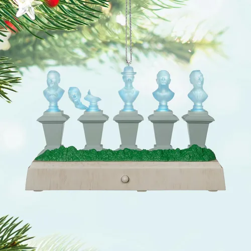 Miniatura 6 de Tarjeta de recuerdo navideña Hallmark, colección Disney La mansión embrujada, bustos cantantes con luz y sonido, regalos para fans de Disney