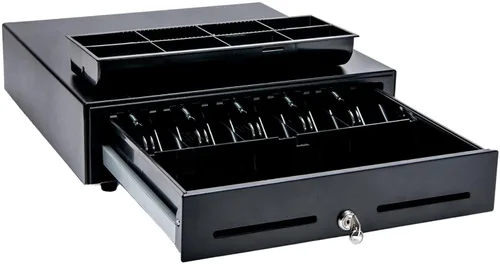 Miniatura 5 de Star Micronics 37965600 modelo CD3-1616BK58-S2 cajón de efectivo, 16" x 16", con 5 compartimientos para billetes y 8 para monedas más 2 ranuras