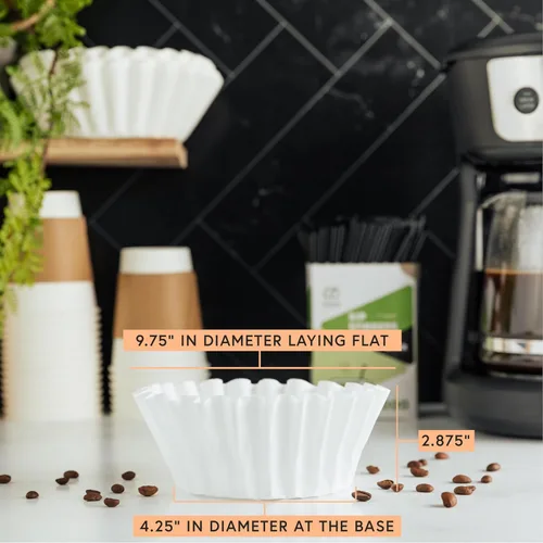 Miniatura 3 de Filtros de café grandes de 12 tazas, 9.75 x 4.25 pulgadas, 500 unidades, paredes altas para evitar el desbordamiento del suelo, compatibles