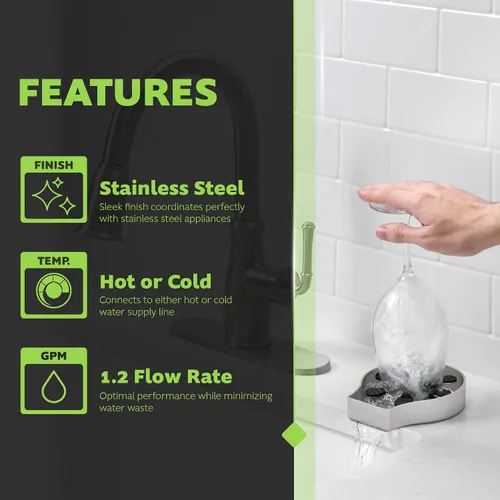 Miniatura 9 de Homewerks GR001SS Enjuagador de Vidrio para Fregaderos de Cocina, Enjuagador de Vidrio de Barra de Acero Inoxidable