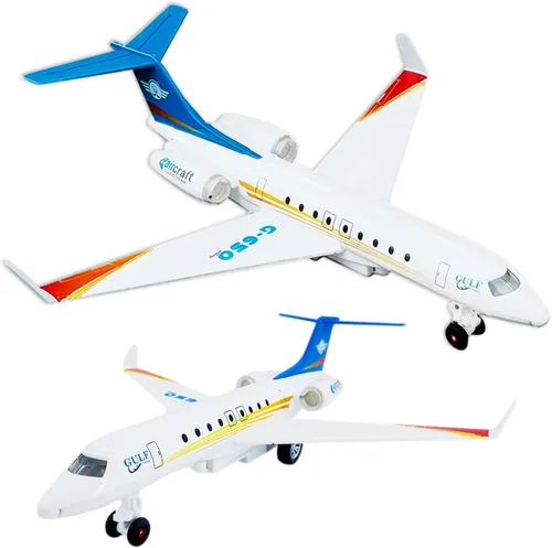 OTONOPI Juguete de avión, juguete de avión de metal fundido a presión G650 modelo Single Airlines, Pull Back Bump and Go Airbus Avión con luces y