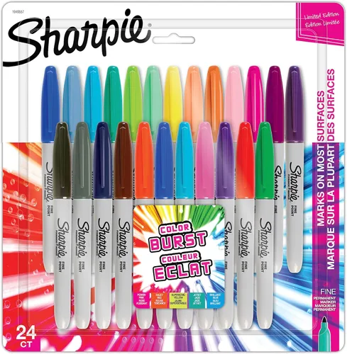 Sharpie Color Burst - Marcadores permanentes, punta fina, surtidos, paquete de 24 (1949557)
