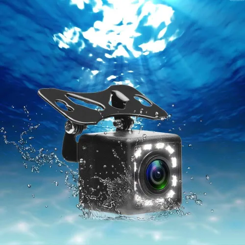 Miniatura 2 de Cámara de visión trasera impermeable Camecho para vehículo, cámara trasera de visión nocturna con 12 LED, ángulo amplio de 170 grados, cámaras