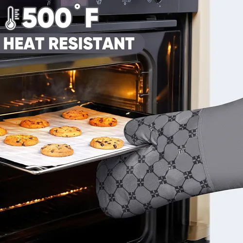 Miniatura 5 de Manoplas de Horno Toallas de Cocina Paños de Cocina con Soportes para Ollas Juego de 12 Piezas, Juego de Toallas de Cocina, Guantes de Horno Gris