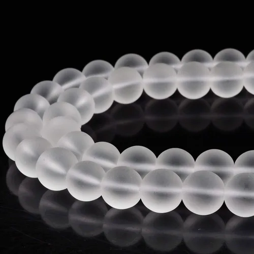Miniatura 5 de RUBYCA Natural AAA Grado Blanco Claro Cuarzo Cristal Crackle Redondo Perlas Joyería Fabricación 1 Strand 0.157 in