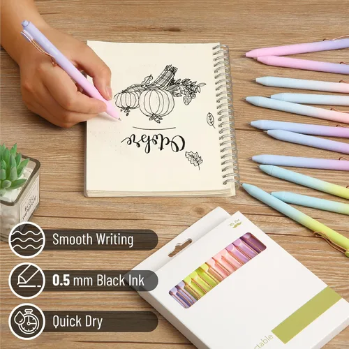 Miniatura 3 de Mr. Pen - Bolígrafos de gel retráctiles, paquete de 12, bolígrafos de gel de tinta negra de punta fina 0.5mm, barril degradado, secado rápido