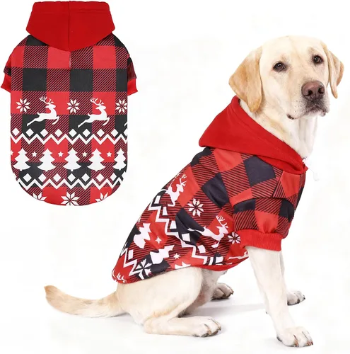 Miniatura 8 de KOOLTAIL Sudadera a cuadros con capucha, con gorro y bolsillo, para perros pequeños, medianos y grandes y gatos, abrigo suave y cálido para invierno